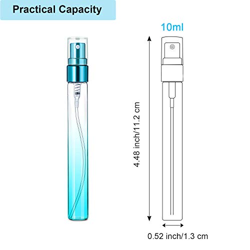 18 Pieces Mini Travel Perfume Spray Bottles 10 ml Colorful Glass Fine Mist Sprayer Empty Spray Bottles Refillable Container Perfume Atomizer for Cleaning, Essential Oil, Liquid, 6 Gradient Colors