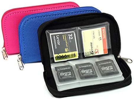 3-Pack Memory Card Case - Carrying Case Suitable for Micro SD, Mini SD and 4X CF, Card Holder Bag Wallet for Media Storage Organization (Black+Blue+Pink)
