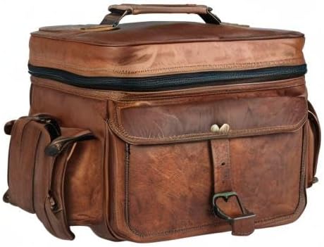 Leather Messenger Bag for Camera - Vintage Shoulder Satchel Camera Bag for DSLR, Canon, Nikon, Fuji Cameras - Travel, Portable Photography Bag