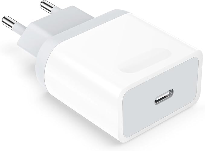 20W USB C Fast European Plug Adapter for iPhone 16/16 Pro/16 Pro Max/16 Plus/15/14/13/12/11, USBC Charger Cube Travel Charging Power Block for Europe EU Euro Spain Italy France Germany