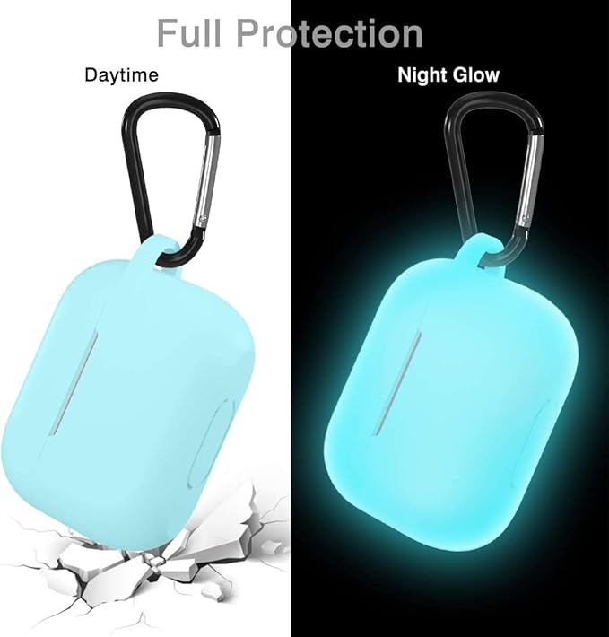 Lerobo Compatible with AirPods Pro Case Cover,Pretty Night Glow Silicone Case Cover Compatible with Apple AirPods Pro 2nd Gen with Keychain, Front LED Visible, Nightglow Blue