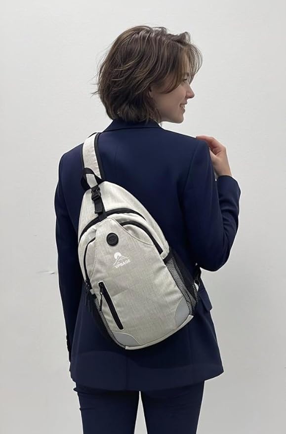 Sling Backpack for Women & Men, Crossbody Travel Bag with Water Bottle Holders, 17 Pockets, Quick-Access Phone Pocket, Hidden Security Pocket, Fits 11" Tablet, for Daily Carry, Travel, Theme Parks