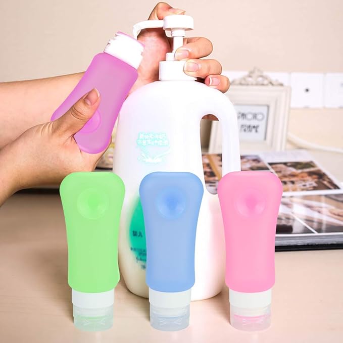 5 Pack TSA Approved Travel Bottles Sets, 3 Ounce Leakproof Silicone Toiletry Tubes Travel Containers Travel Size Bottles Portable Leakproof for Shampoo Lotion Toiletries