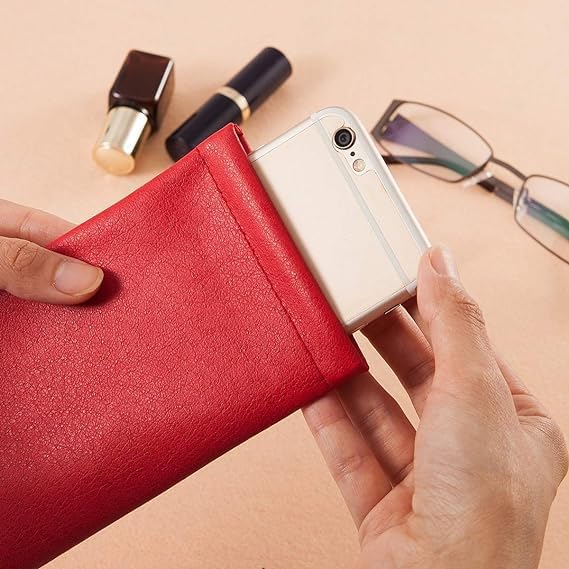 TRIUMPH VISION Squeeze Leather Sunglasses Pouch - 3 Pack Glasses Case Soft Eyeglass Sleeve Pouch Holder