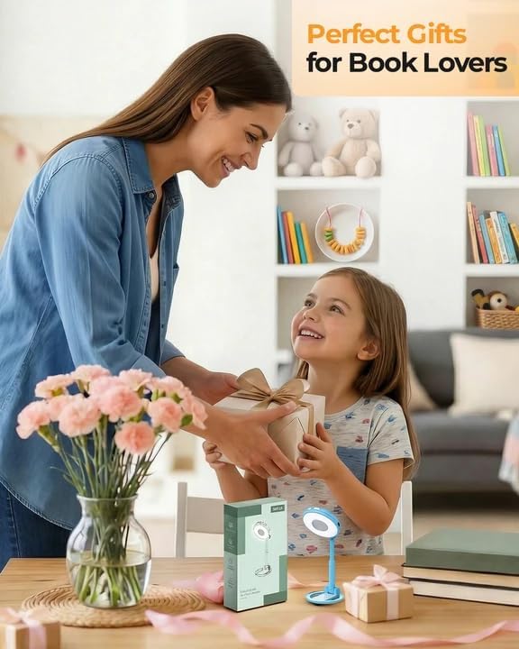 Book Light for Bed Reading at Night - 18 LED Bookmark Clip on Light with Timer, Memory, 3 Colors Dimmable Travel Camping Lamp for Kids, Boys, Outdoor Campers, Pocket-Size, Blue