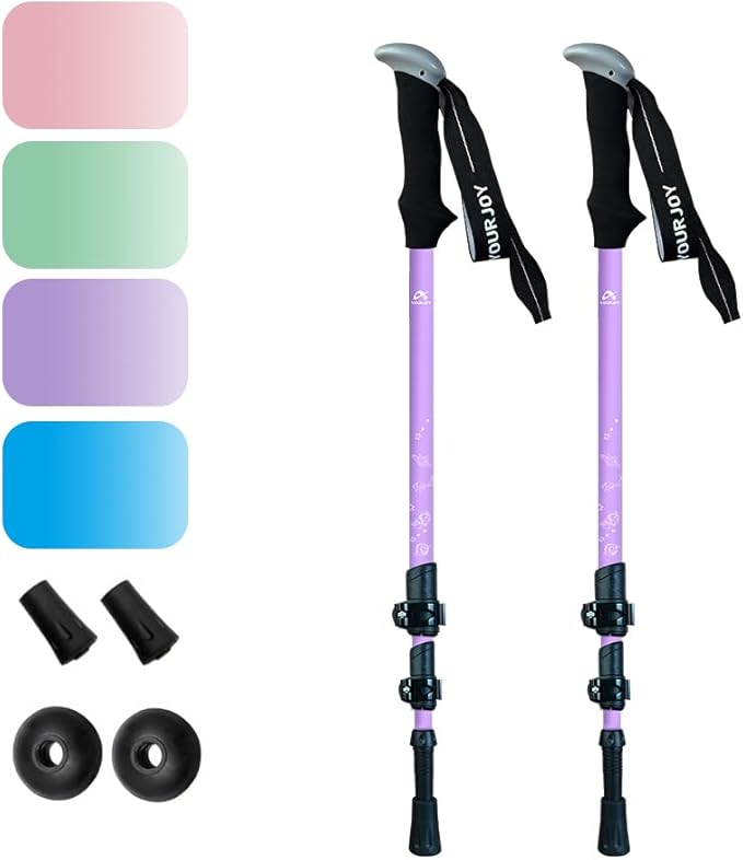 Hiking Trekking Poles for Kids, 2 Pack Anti Shock, Adjustable, Collapsible Hiking Poles for Trekking or Walking, Lightweight Aluminum Sticks