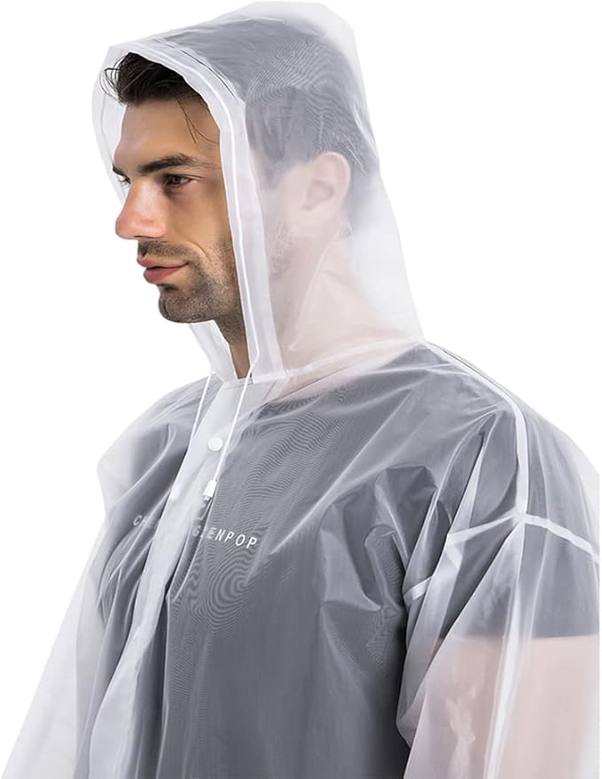 COOY Rain Coats (2 Pack) - Reusable EVA Rain Ponchos For Adults Rain Jackets Raincoats For Men Women