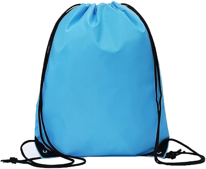 CODOBON 20 Pcs Drawstring Backpack Bulk Draw String Bags Cinch Polyester Bag for Gym Sport, Sky Blue