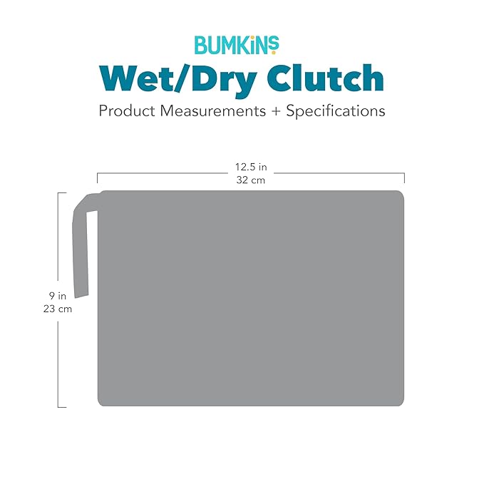 Bumkins Waterproof Wet Dry Clutch Bag for Baby, Travel, Swim Suit, Cloth Diapers, Pump Parts, Pool, Gym Clothes, Toiletry, Hook to Stroller, Pack for Daycare, Zip Bag, Packing Pouch, Yoga Pals