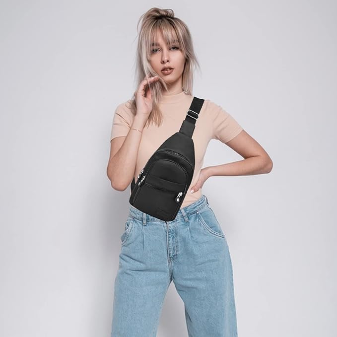 Banelu Small Sling Backpack Crossbody Bags for Women Men, Small Sling Bag Cross Body Bag Fanny Packs Crossbody Purses - Black