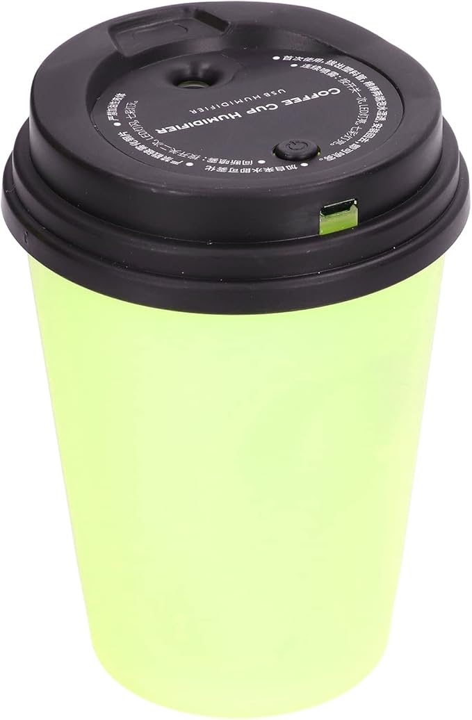 Humidifiers for Bedroom,Rechargeable Mini Cool Mist Humidifier,300ml Cool Mist Humidifiers,Cute Coffee Cup Humidifieres,Low Noise,Auto Shut-Off,Small Humidifier for Plant,Office,Desk,Car(Green)