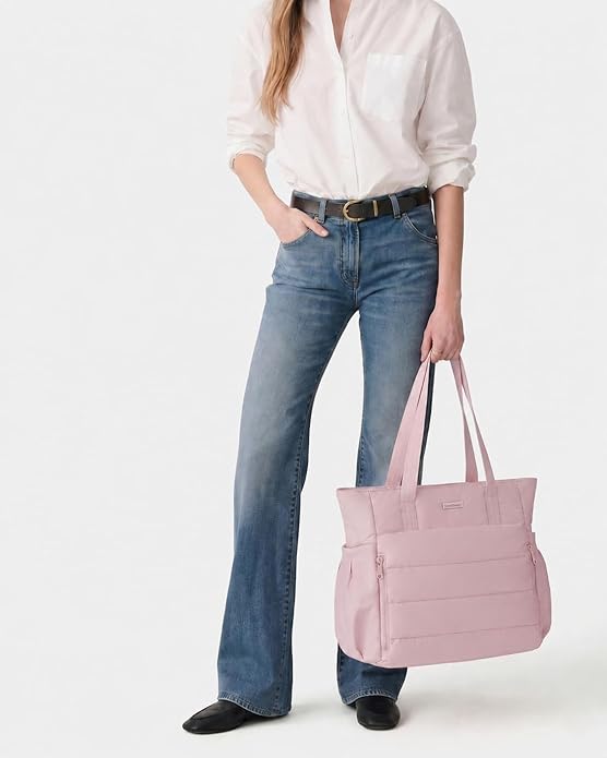 NISHEL Travel Puffy Tote Bag For Women, Ultra-Lightweight Large Tote Purse For Office Day And a Short Weekend Getaway