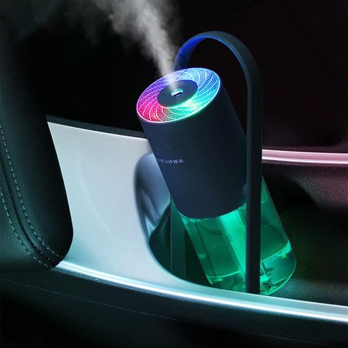 Cool Mist for Bedroom Home Car Plants Purifier Mini Humidifier, 360 Rotate Air Humidifier Aroma Diffuser with Night Light, Portable Small Cool Mist Humidifiers for Cars Travel - Navy Blue