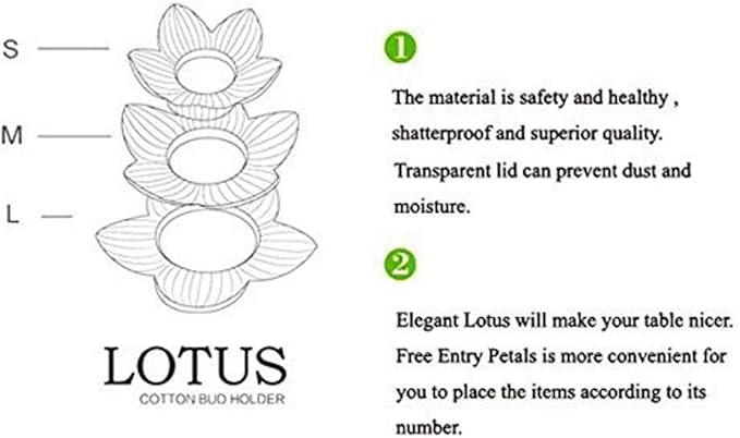 2-Pack Lotus Flowers Cotton Swab Holder, Small Q-Tips Toothpicks Storage Organizer,Bathroom Vanity Canister(Green+Pink)