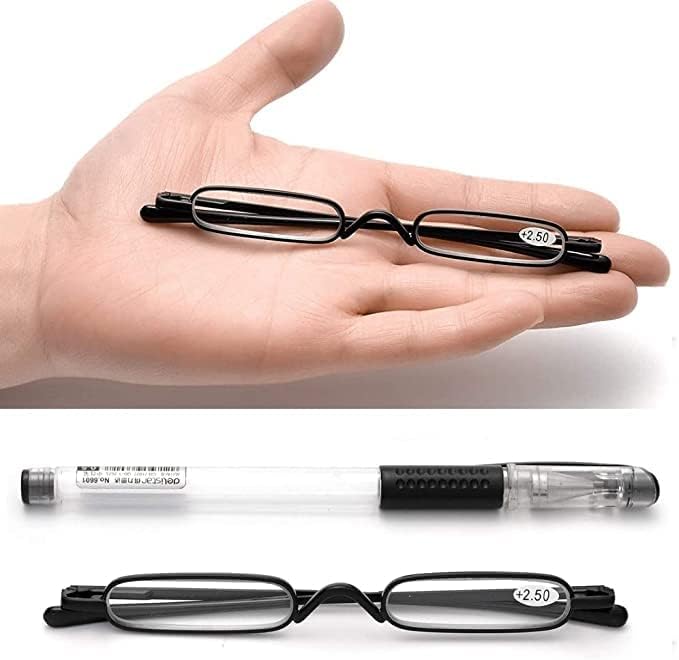 Viseng Slim Mini Metal Reading Glasses Compact Lightweight Portable Readers with Glasses Case for Reading Case,Gold+Silver+Black+1.0