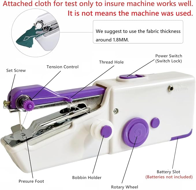 Handheld Sewing Machine for Beginners, Mini Sewing Machine for Quick Stitching with Sewing Kits Suitable for Home,Travel,DIY(Purple)