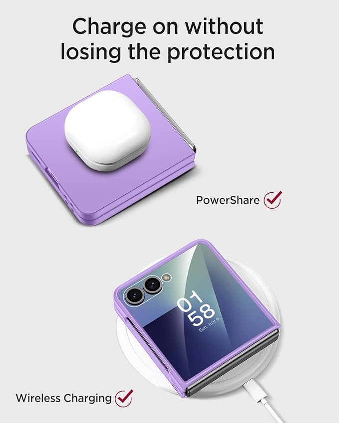 Miimall Slim Fit for Z Flip 7 Case Anti-Scratches,Dustproof Hard Rugged Durable Thinnest Drop-Proof Shock-Proof Non-Slip Lightweight Grip Full Body Cover,Flip7 Phone Case with Screen Protector,Purple