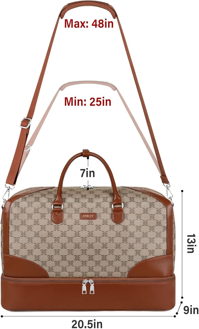 ITIEZY Weekender Overnight Bag for Women - Large Travel Duffel Bag with Shoe Compartment, Gym Duffel Bag Hospital Bag Carry On Tote Bags for Airplanes with Crossbody Bag Toiletry Bag 3Pcs Set
