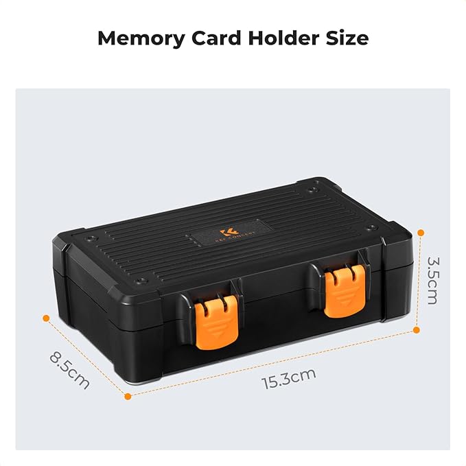 K&F CONCEPT Camera Battery Memory Card Case for 5 SD Cards, 2 Camera Batteries, 6 TF Cards, 3 CFE-A, 2 CF/XQD/CFE-B Cards, Water-Resistant Anti-Shock Case for Camera Batteries, NP-FZ100/NP-FZ50