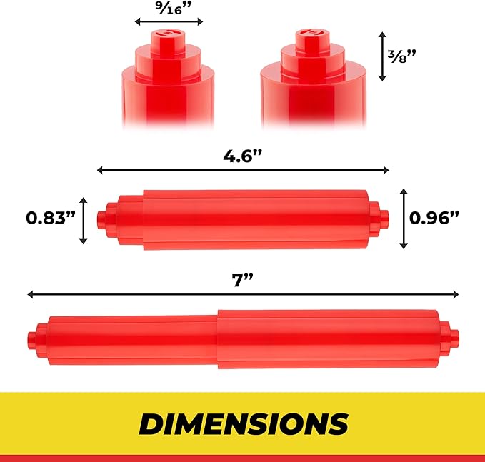 Qualihome RED Universal Plastic Spring Loaded Toilet Paper Roll Holder Replacement Rod, RED Toilet Paper Roll Replacement Rod