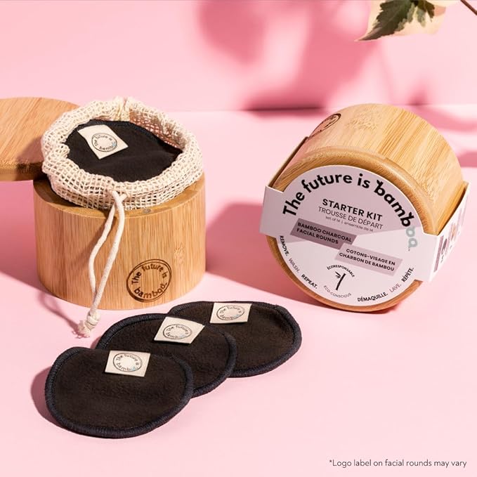 14 pcs Reusable Makeup Remover Pads | with Washable Laundry Mini Cotton Beauty Bag, Soft Reusable Face Pad for Facial Cleansing Wipes Skincare Set in Bamboo Holder for Storage of Cleansing Wipes