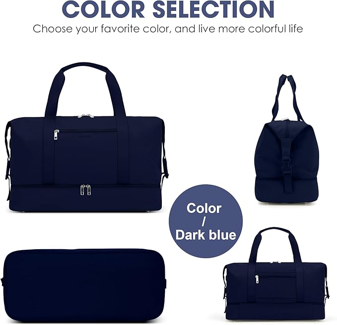 Oeihuivt Weekender Bags for Women - 21 Inch Large Travel Duffel Bag 2-Piece Set with Shoe Compartment, Heavy-Duty Canvas Leather Carry On Overnight Tote