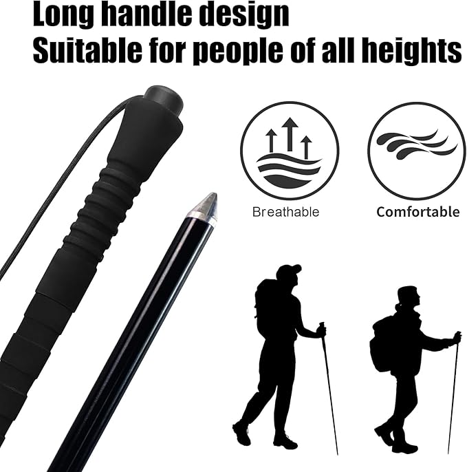 Aventik Fold-able Wading Staff Water Depth Safety Warning Sign Coated Stainless Steel Core T7075 Aluminum Body Corrosion Resistance Neoprene Sheath