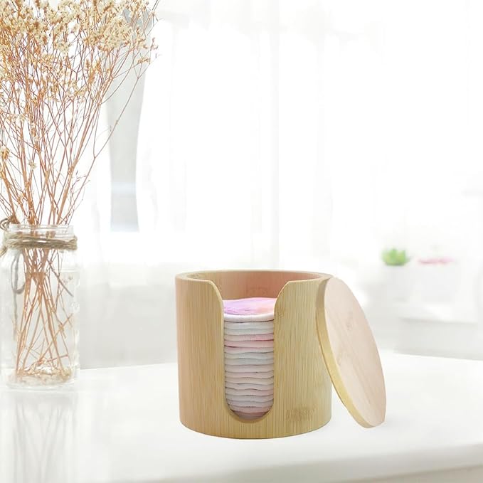 Reusable Cotton Rounds, 100% Natural Bamboo Cotton Pads for Face|Reusable Makeup Remover Pads with Laundry Bag,Headband and Cotton Round Holder (Colorful)