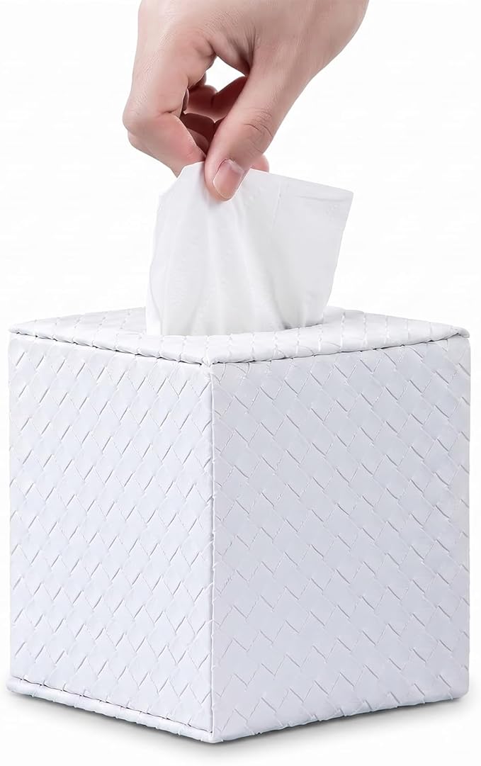Tissue Box Cover Square,White Tissue Holder for Bathroom Accessories,Bathroom