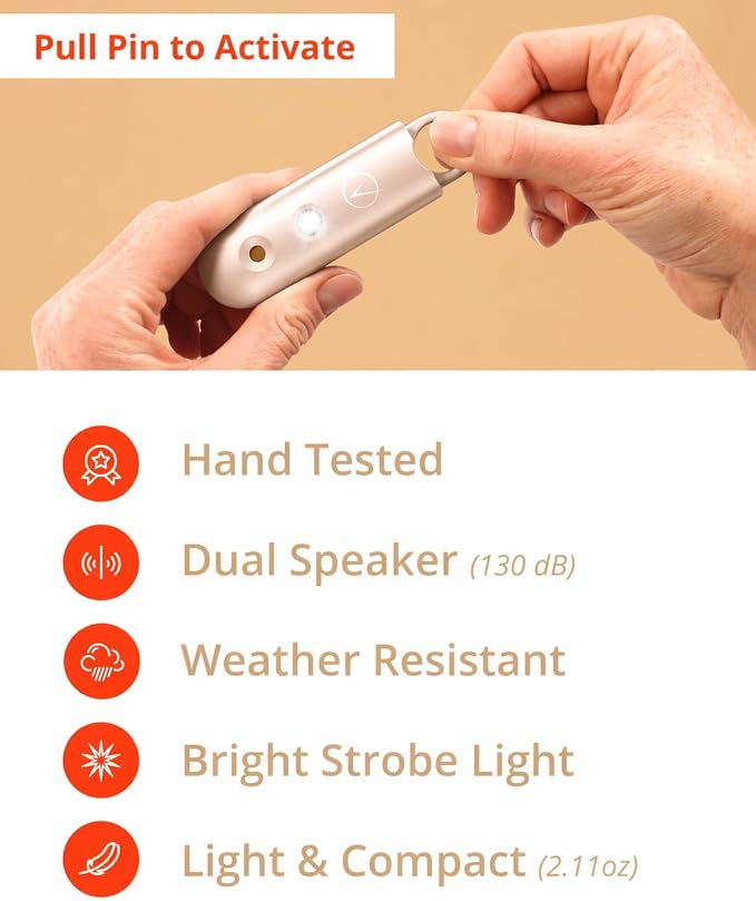 Vantamo Personal Alarm for Self Defense with Low Battery Notice, Strobe Light & Extra Loud 130 dB Double Speakers Safety Keychain Set for Women, Rechargeable Panic Button for Womens Self Defense