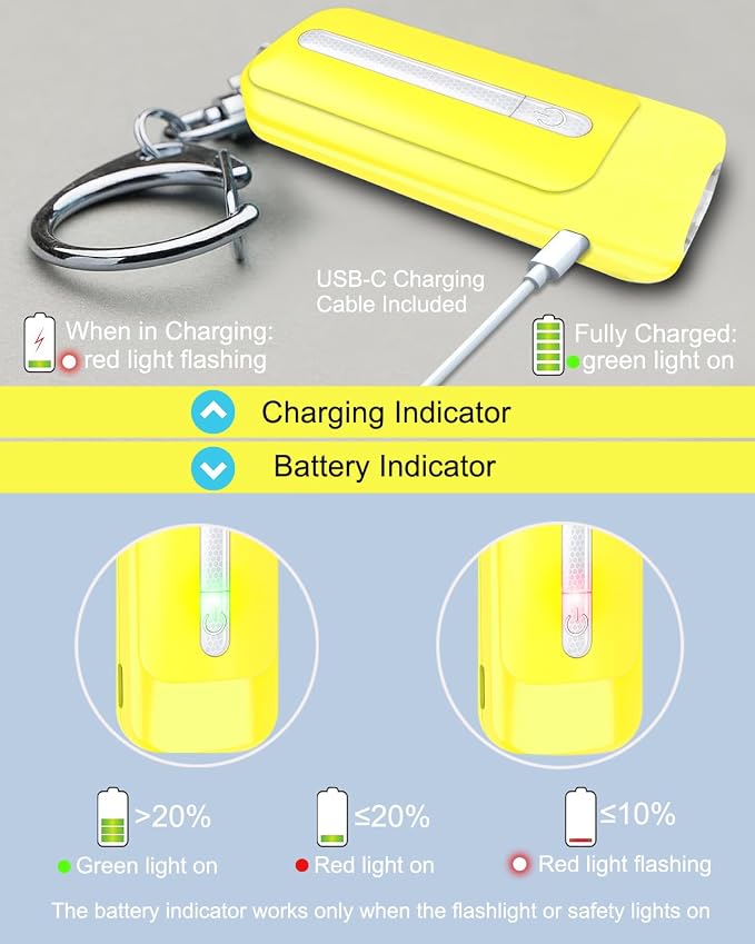 Personal Alarm for Women, Rechargeable with Safety Lights & Low Battery Notice, 130dB Siren with Extra Bright LED Flashlight Strobe Light for Emergency, Dual Light Sources Safety Keychain