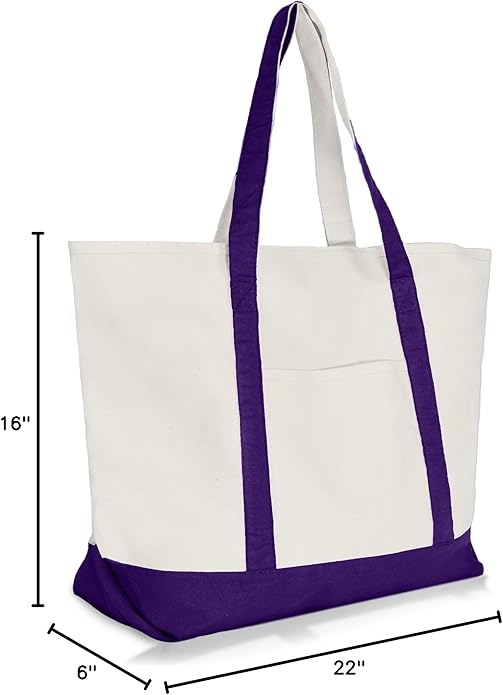 22" Heavy Duty Cotton Canvas Tote Bag (Zippered)
