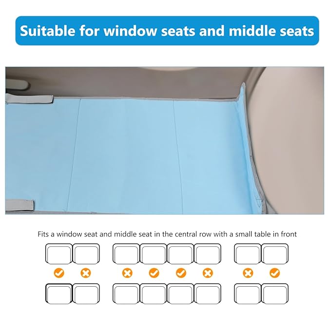 Cabilock Airplane Seat Extender and Portable Plane Soft Footrest for Flying Comfort Lightweight Gear 31X17 Inches