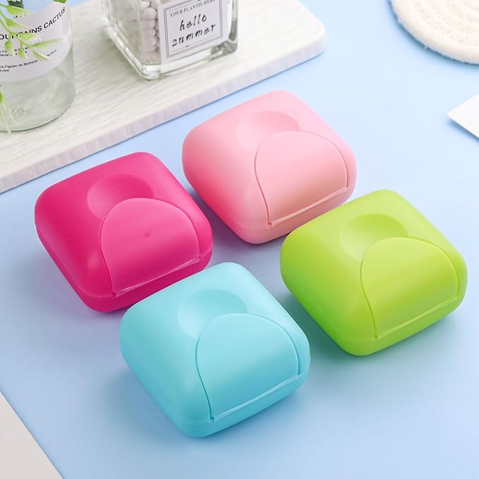 Cosmetic Cotton Pad Holder 4 PCS Plastic Square Holder Multiple Colors Portable Travel and Sealed, Suitable for Makeup Remover Cotton Balls Beads 4 Colors