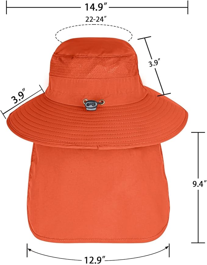 Sun Hats for Men Women Fishing Hat UPF 50+ Breathable Wide Brim Bucket Hats Summer UV Protection Safari Hat with Neck Flap