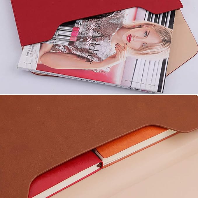 PU Leather A4 File Folder Document Holder Waterproof Portfolio Envelope Folder Case with Invisible Magnetic Closure Red