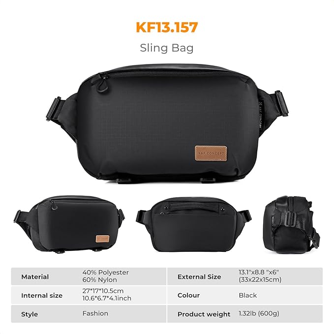 K&F CONCEPT Camera Sling Bag Crossbody Bag Waterproof Camera Shoulder Backpack DSLR/SLR/Mirrorless Camera Case