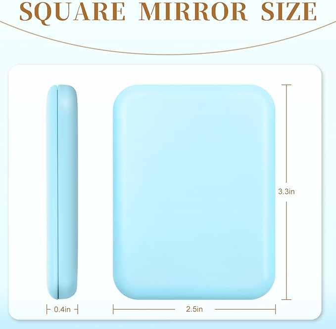 Kakuje Compact Mirror, 1X/3X Magnification LED Pocket Mirror with Nternal BIattery, Mini Mirror for Purse, Pocket,Travel and Present (Blue)