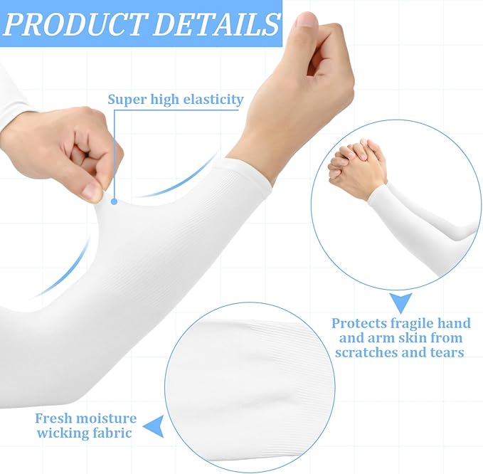 Janmercy 8 Pairs Elderly Skin Thin Protector Sleeves Bruise Abrasions Protective Arm Sleeve