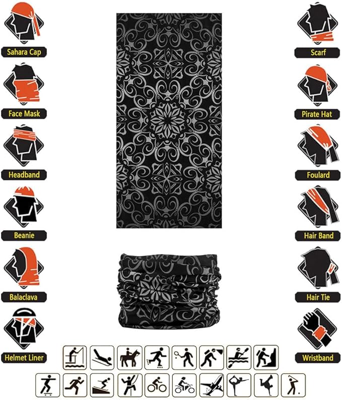 VANCROWN Headband Neck Gaiter Head Wrap Headwear Face Mask Magic Scarf Bandana for Men and Women