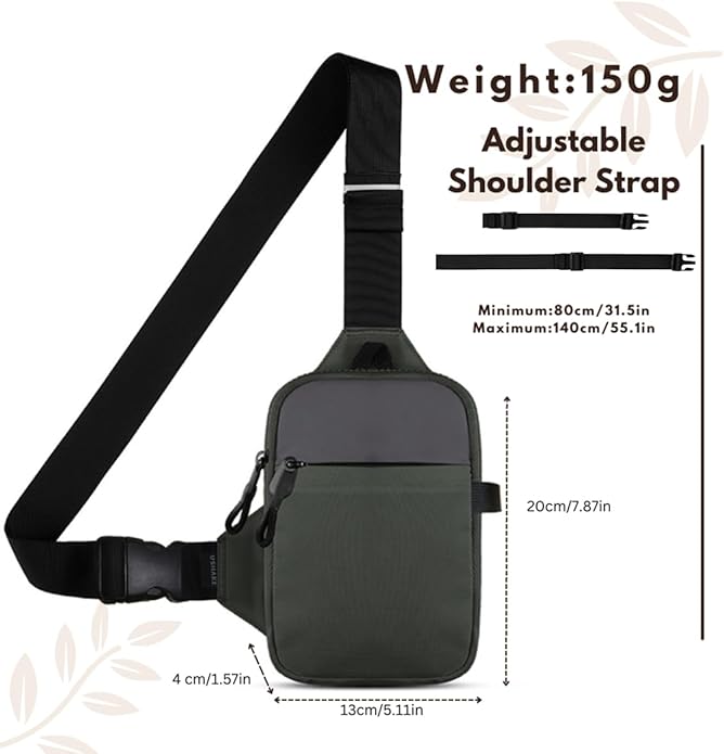 USHAKE Mini Sling Bag for Men Women - Small Crossbody Bag Casual Phone Chest Bag for Hiking Traveling Gifting