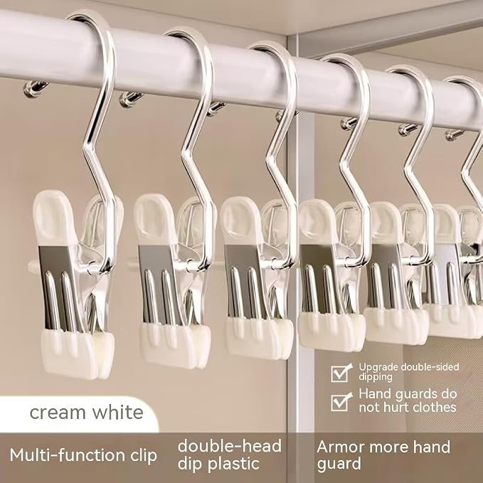 10/30/50Pcs Space-Saving Clothespin, Upgrade Double Head Clamp Dipped Hanger for Closet Hooks Garment Clip Hat Pants Storage Hanging Travel Hook (Blue, 10PCS)
