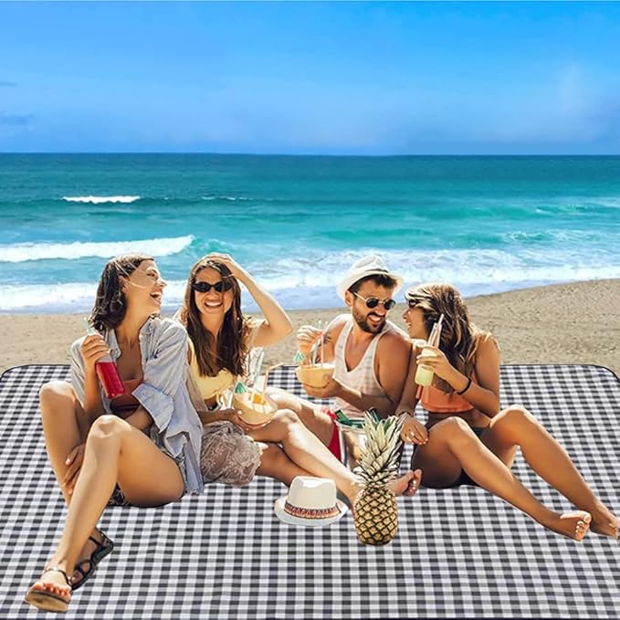 PUPOPIK Picnic Beach Blanket, Picnic Mat 80x60in Waterproof Foldable, Family Mat, Portable Large Picnic Blankets for Travel, Hiking, Music Festival