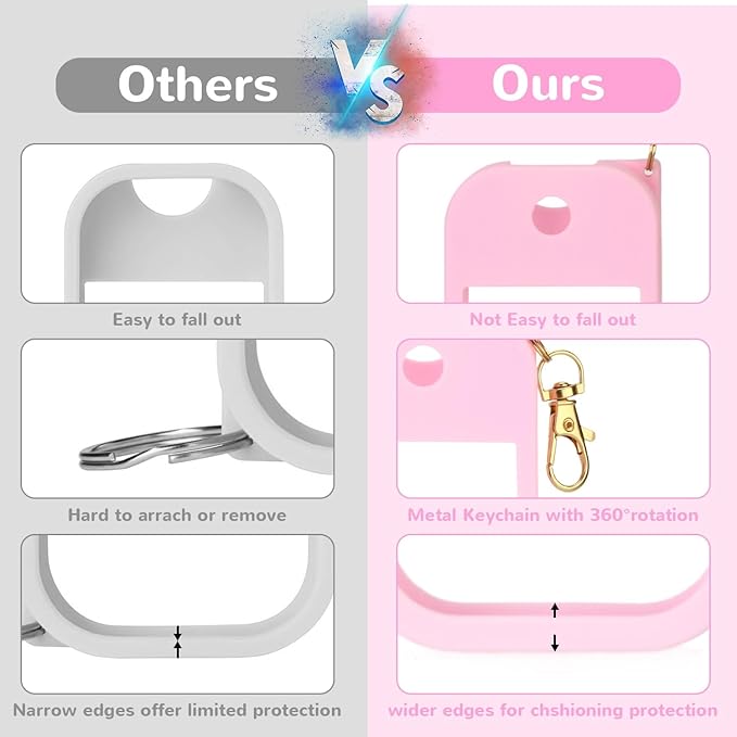 2 Pack Hand Sanitizer Spray Case Compatible with Touchland Power Mist 1 oz – Silicone Case with Keychain for Touch Land Mist 1 fl oz(30 ml), Hand Sanitizer Accessory for 1 fl oz (Pink+Blue)