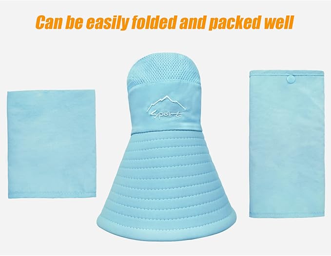 Fishing Hat for Men & Women, Outdoor UV Sun Protection Wide Brim Hat with Face Cover & Neck Flap