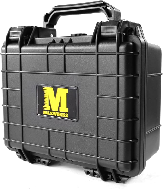 MaxWorks 51015 Waterproof Hard Case IP67 – Protective Foam Interior, Fits 8.5" x 6" x 3.9" Items – Rugged Storage for Camera, Tools, Valuables – 9.1" x 7.6" x 4.4" Exterior, Black