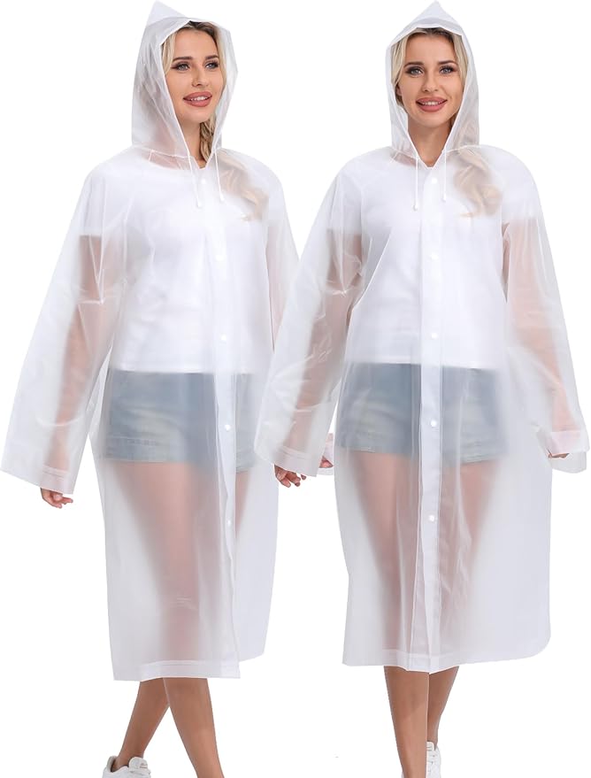 2PCS Rain Ponchos for Adults Reusable Rain Coats for Adults Rain Jackets Raincoats for Men Women