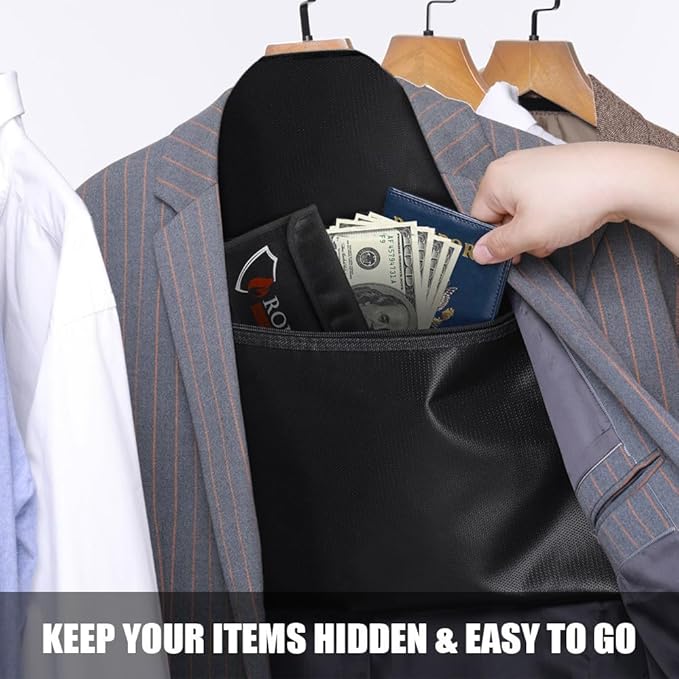 ROLOWAY Hanger Diversion Fireproof Safe, Hidden Compartment for Home & Travel, Secret Safe for Cash Hiding Under Clothes with Small Fireproof Bag