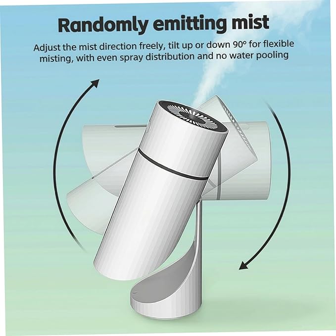 Mini Humidifier USB Rechargeable Desktop Humidifier with Night Light & Timer Quiet Personal Cool Mist for Bedroom, Office, Travel & Car
