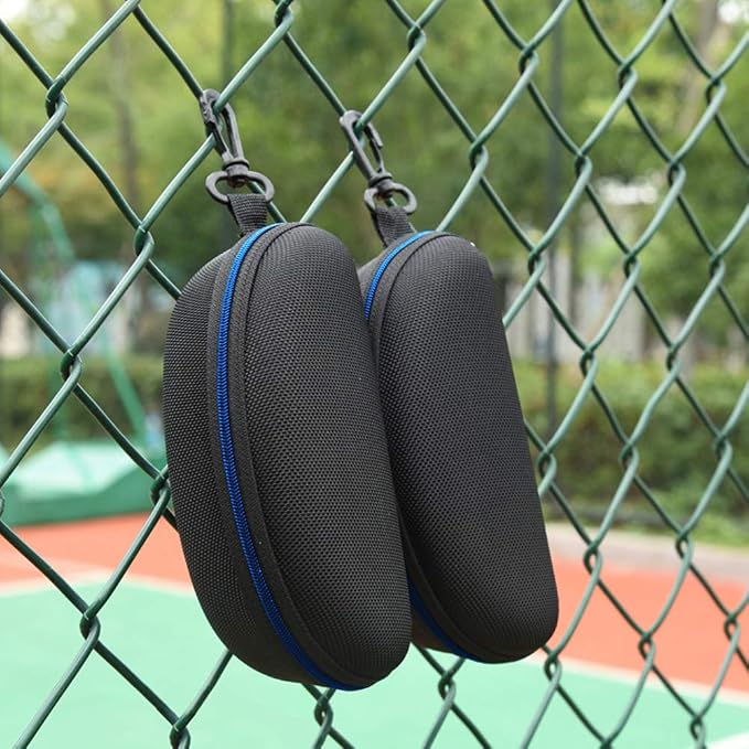 3 Pack Zipper Shell Eyeglasses and Sunglasses Case with Plastic Carabiner Hook